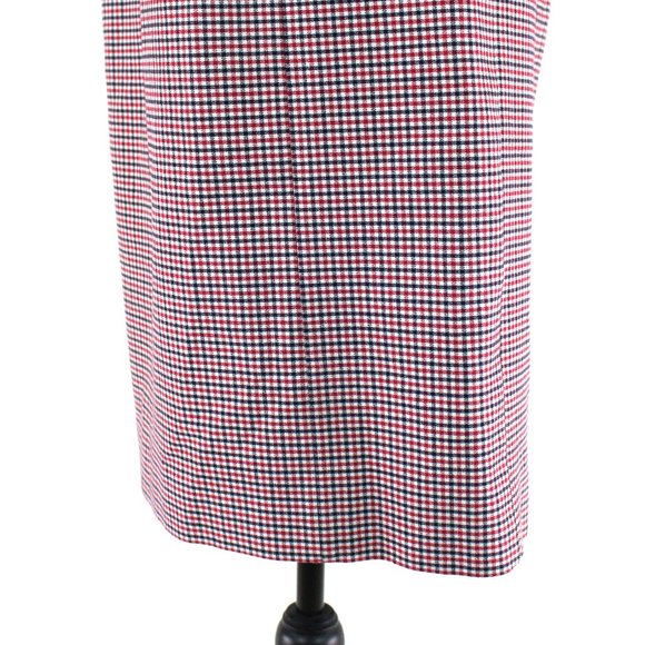 J. Crew Red Black White Gingham Boatneck Sheath Dress 4 Sleeveless Knee Length - Picture 4 of 7
